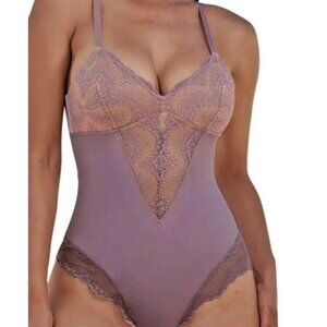 Pinsy Sz XL Smoothing Lace Shapewear Bodysuit Lilac Classic Coquette Balletcore